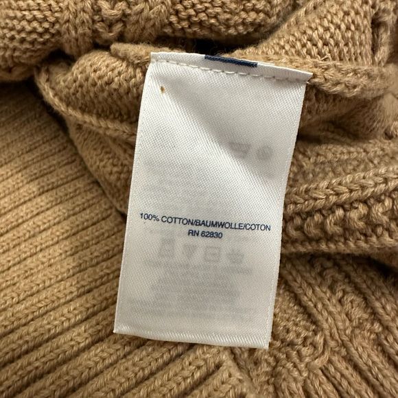 NWT LANDS' END Long Sleeve Cable Knit Crew Neck Pullover Sweater in Tan - Picture 6 of 8
